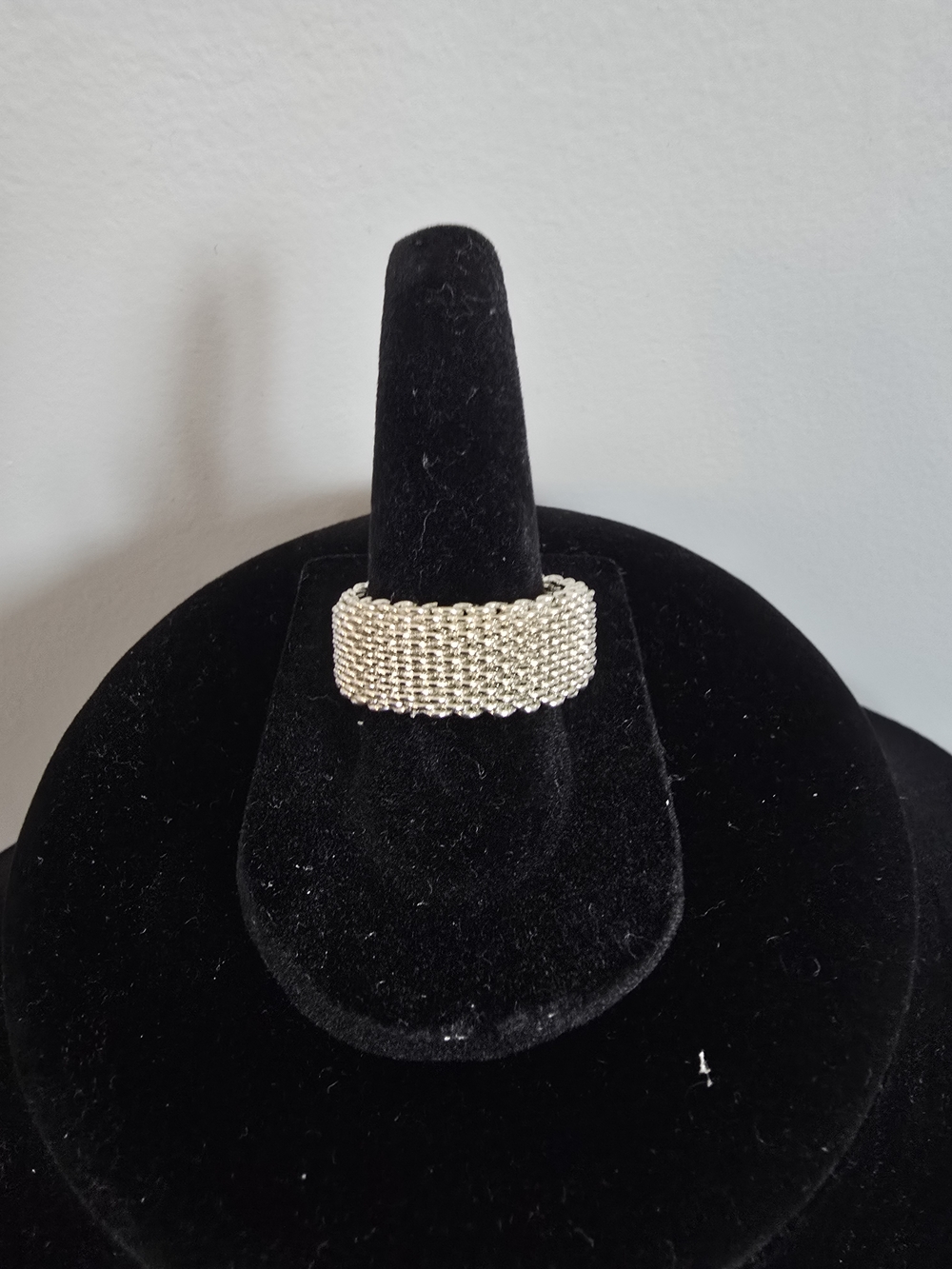 Elegant Wide Weave Silver Ring Size 7